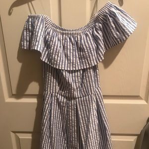 Seersucker boutique off the shoulder dress. NWOT.